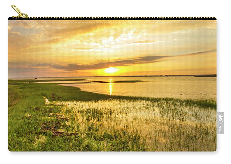 Shinnecock Zip Pouch featuring the photograph Shinnecock Bay Wetland Sunset by Robert Seifert