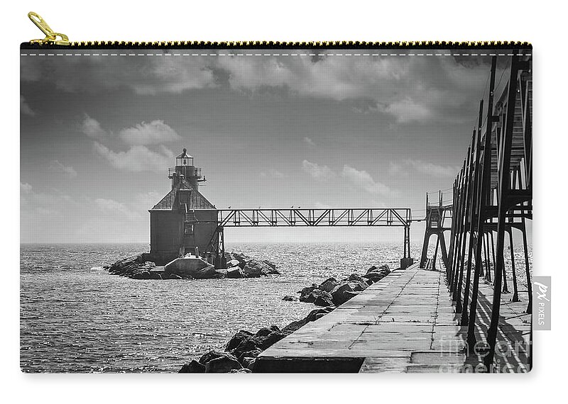 Wisconsin Zip Pouch featuring the photograph Ship Canal North Pierhead Lighthouse II by Deborah Klubertanz