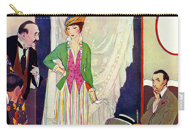 Shopping 1914 Zip Pouch featuring the photograph Shopping 1914 by Padre Art