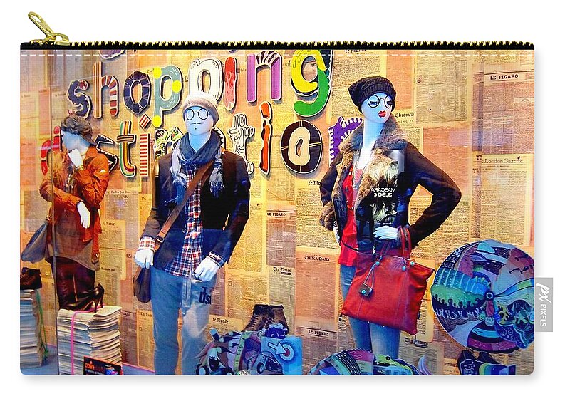 Mannequins Zip Pouch featuring the photograph Shopping in Pisa by Caroline Stella