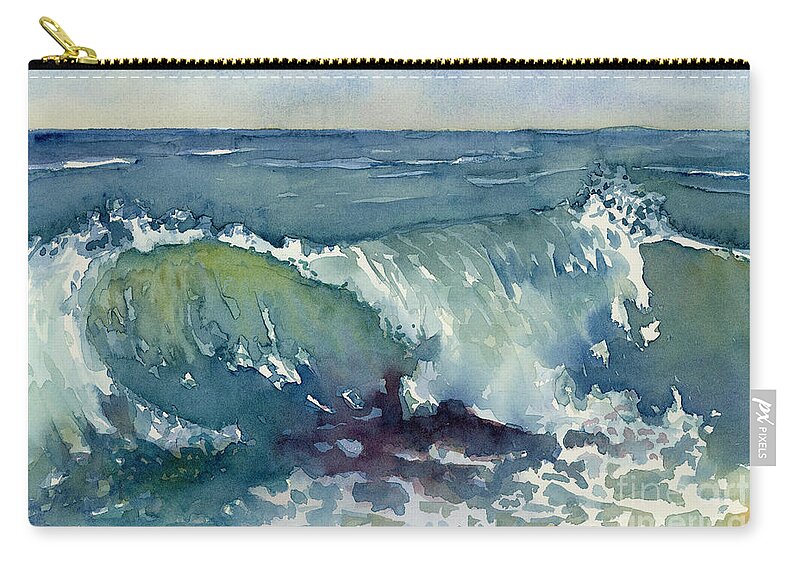 Wave Zip Pouch featuring the painting Shore Break by Amy Kirkpatrick