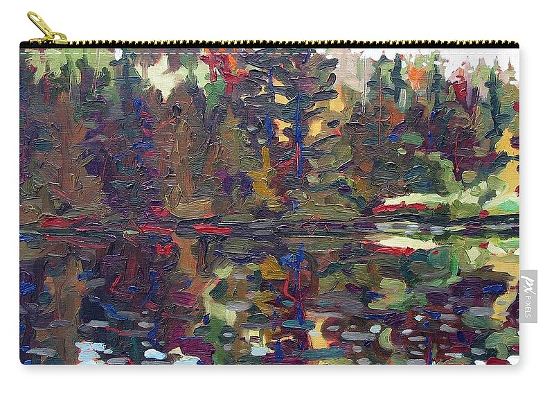 593 Zip Pouch featuring the painting Shore Sunrise by Phil Chadwick