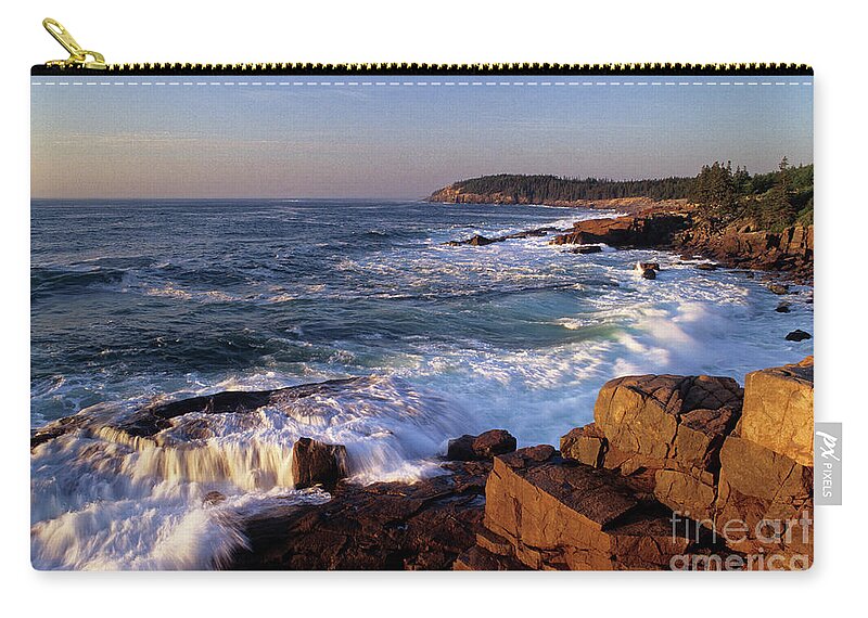 Acadia Zip Pouch featuring the photograph Shoreline at Acadia National Park, Maine by Kevin Shields