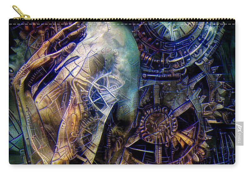 Time Carry-all Pouch featuring the mixed media Short on time by Lilia D