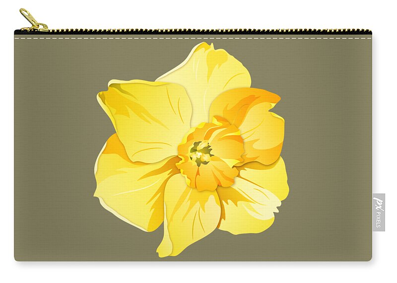 Daffodil Zip Pouch featuring the digital art Short Trumpet Daffodil in Yellow by MM Anderson