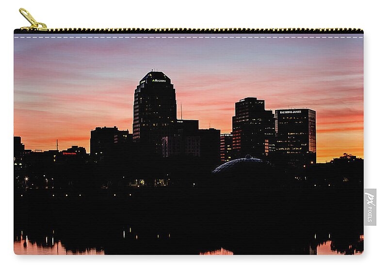 Skyscraper Zip Pouch featuring the photograph Shreveport at Sunset by Scott Pellegrin