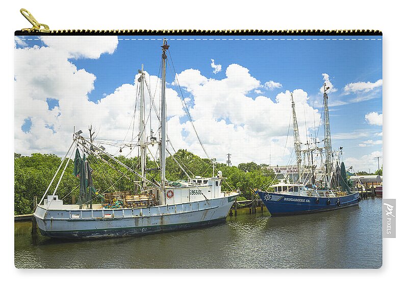 Boats Zip Pouch featuring the photograph Shrimping by Sean Allen