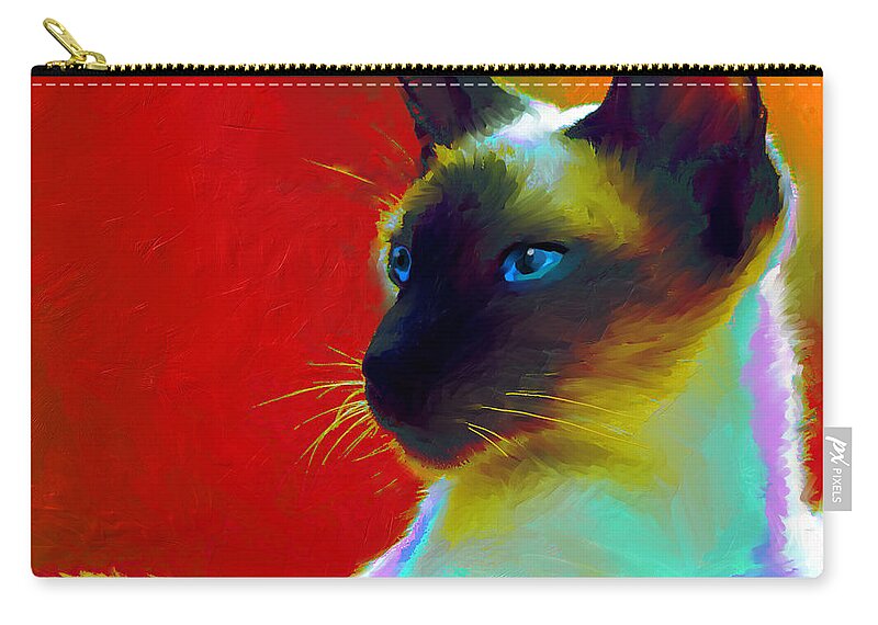 Siamese Cat Art Zip Pouch featuring the painting Siamese Cat 10 Painting by Svetlana Novikova