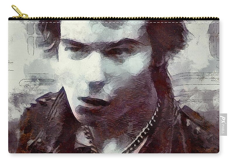 Sid Vicious Zip Pouch featuring the digital art Sid by Pennie McCracken