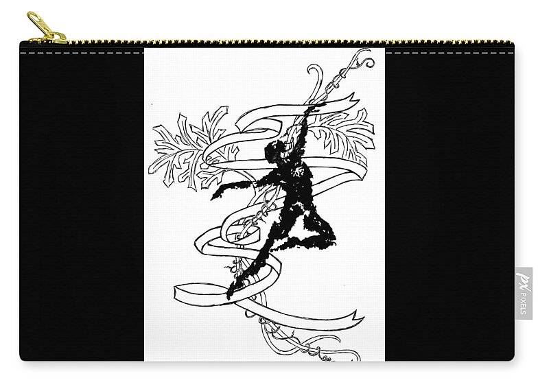 Dance Zip Pouch featuring the drawing Side Leap by Emily Page