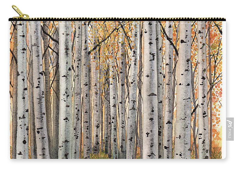 Forest Zip Pouch featuring the painting Sierra Aspens by Hilda Wagner