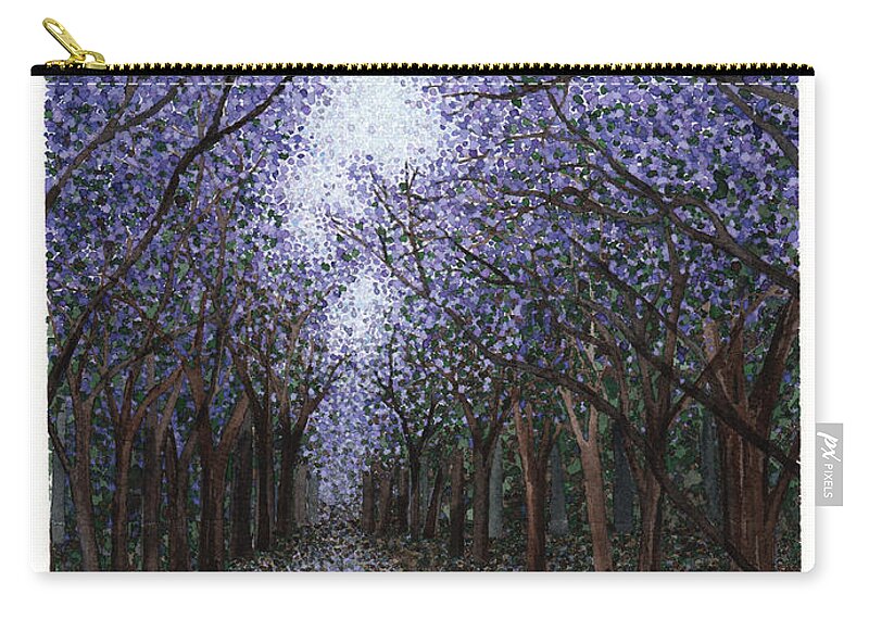 Sierra Madre Zip Pouch featuring the painting Sierra Madre Jacarandas by Hilda Wagner