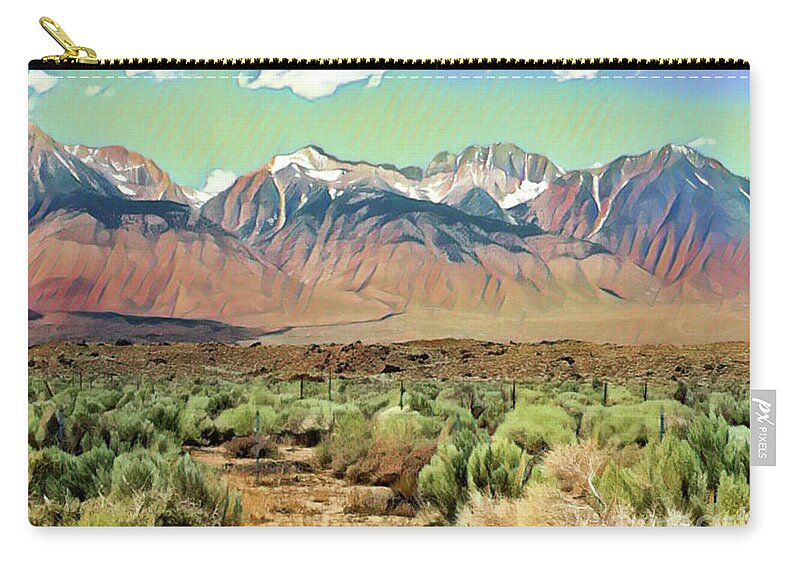 Mountains Zip Pouch featuring the digital art Sierras I by Jackie MacNair