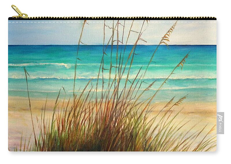 Siesta Key Beach Zip Pouch featuring the painting Siesta Key Beach Dunes by Gabriela Valencia