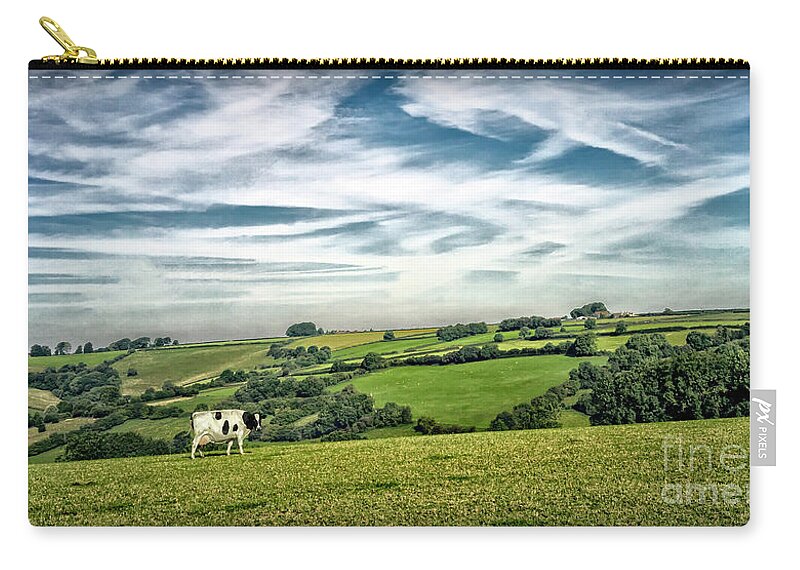 Sights Zip Pouch featuring the photograph Sights in England - Cow in Pasture by Walt Foegelle