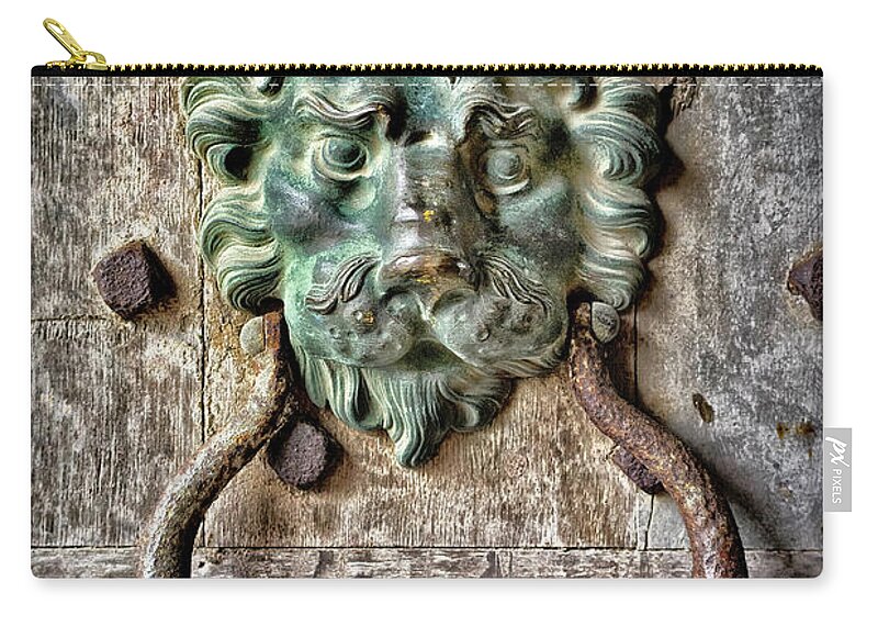 Sights Zip Pouch featuring the photograph Sights in England - Lion Door Knocker by Walt Foegelle
