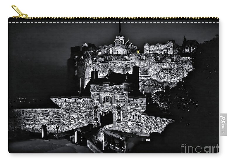 Sights Zip Pouch featuring the photograph Sights in Scotland - Castle Bagpiper by Walt Foegelle