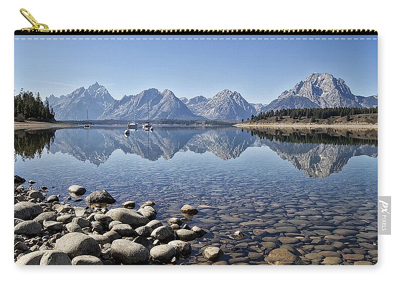 Tetons Carry-all Pouch featuring the photograph Jackson Lake near Signal Mountain Lodge by Shirley Mitchell