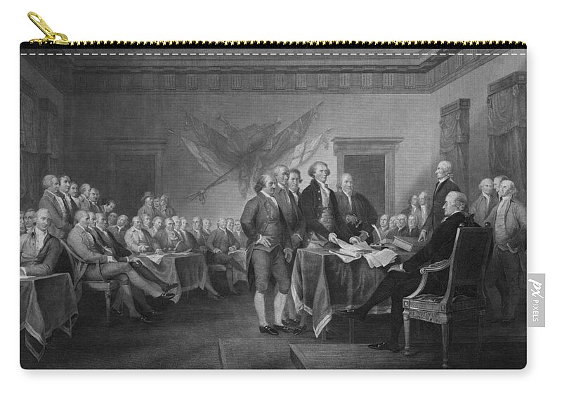 Declaration Of Independence Zip Pouch featuring the mixed media Signing The Declaration of Independence by War Is Hell Store