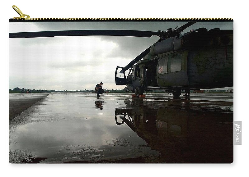 Sikorsky Hh-60 Pave Hawk Zip Pouch featuring the digital art Sikorsky HH-60 Pave Hawk by Super Lovely