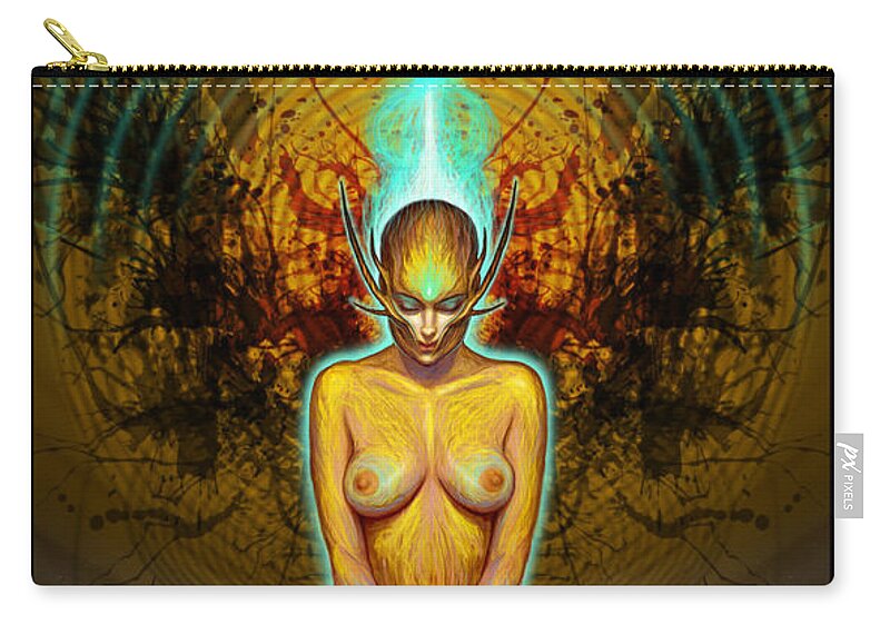 Spiritual Zip Pouch featuring the drawing Silence is Golden by Tony Koehl