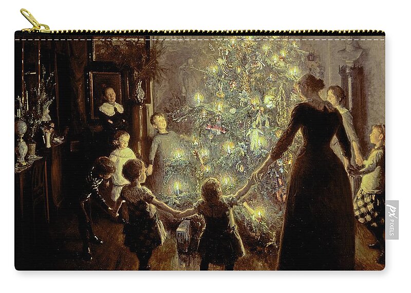 Xmas Zip Pouch featuring the painting Silent Night by Viggo Johansen