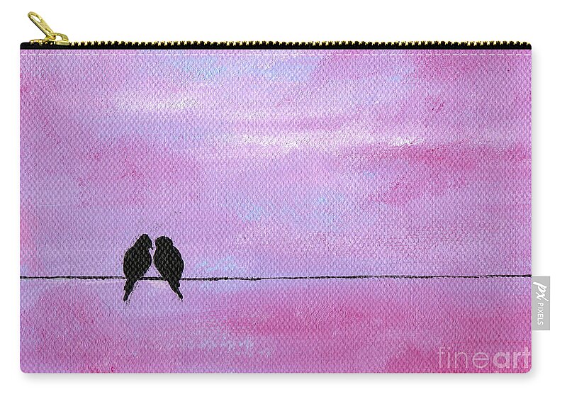 Two Birds Zip Pouch featuring the painting Silhouette Birds Two by Julia Underwood