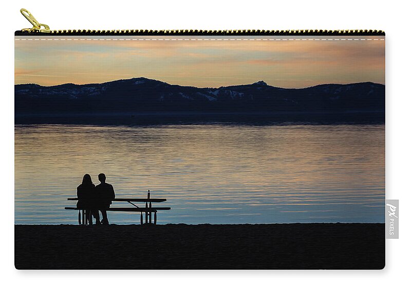 Silhouette Zip Pouch featuring the photograph Silhouette Sunset Serenity by Suzanne Luft