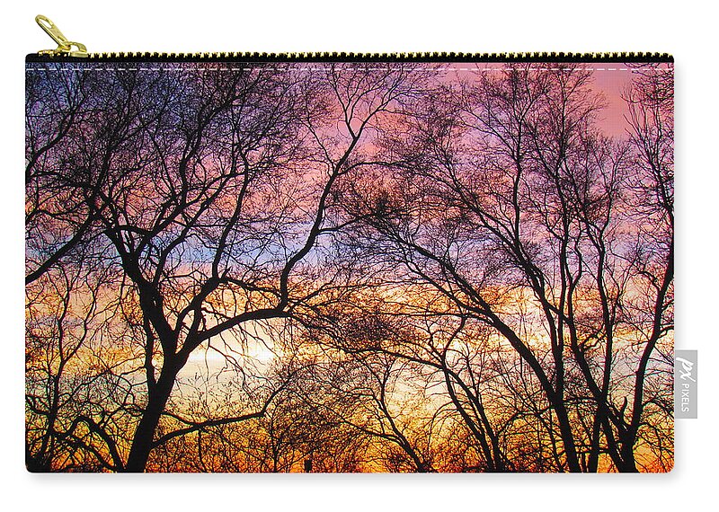 Photograph Zip Pouch featuring the photograph Silhouette Sunset 43017 by Delynn Addams