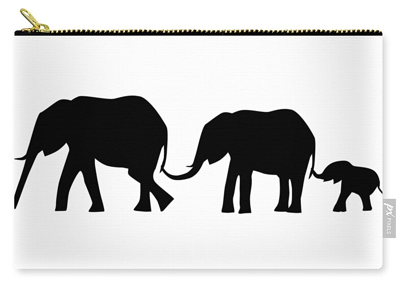 Download Silhouettes of 3 Elephants Holding Tails Carry-all Pouch for Sale by Idan Badishi