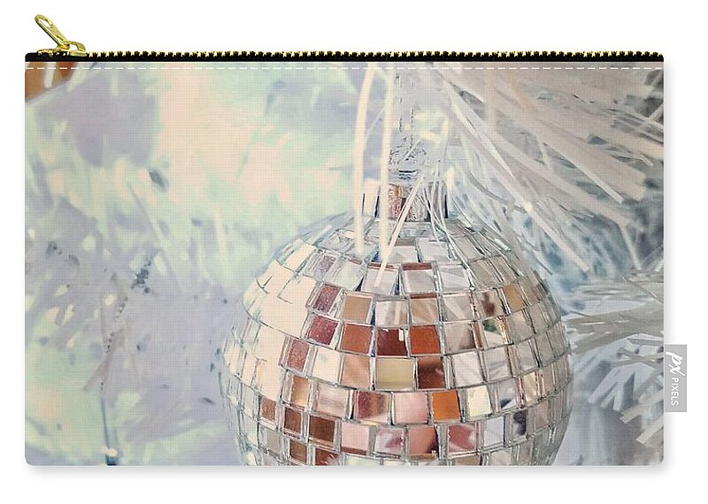 Christmas Zip Pouch featuring the photograph Silver and White Christmas by Mary Capriole