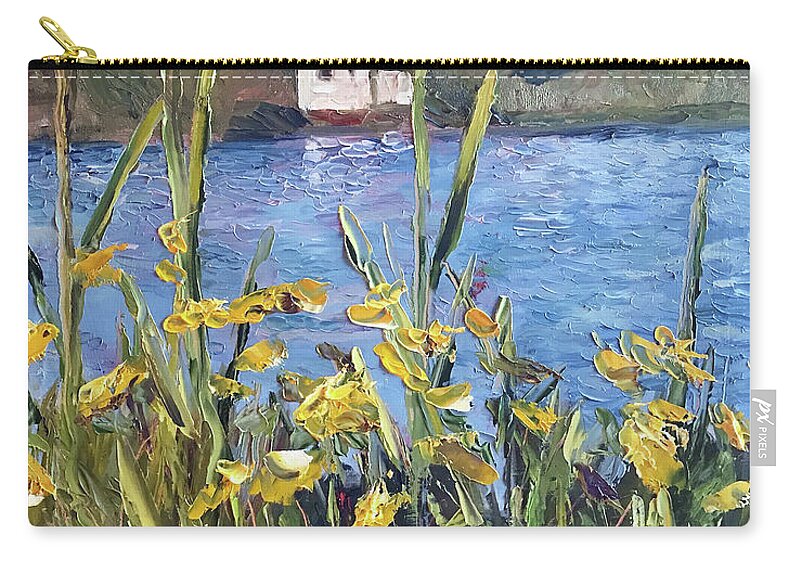 The Artist Josef Zip Pouch featuring the painting Silver Lake Blossoms by Josef Kelly