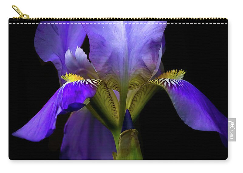 Purple Iris Zip Pouch featuring the photograph Simply Stunning by Penny Meyers