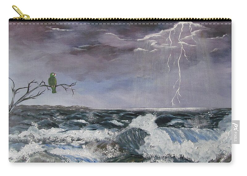 Thunder Zip Pouch featuring the painting Sin Temor by Gloria E Barreto-Rodriguez