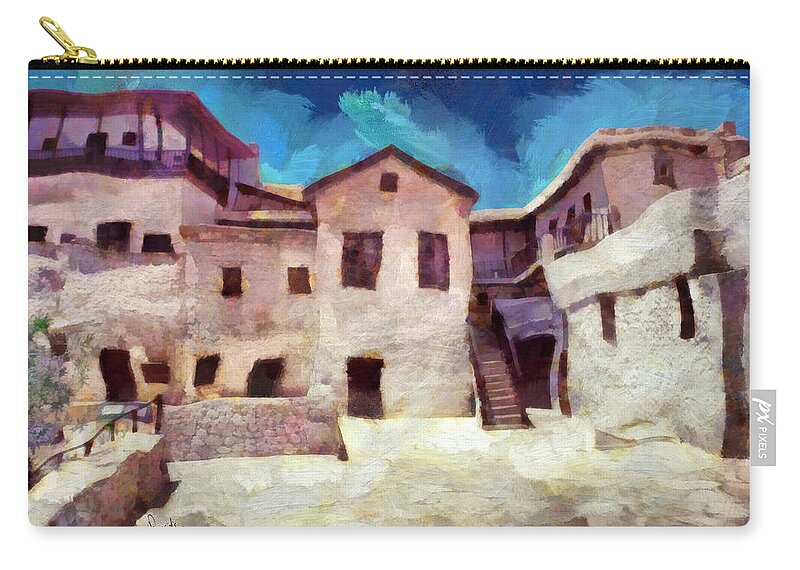 Sinai Monastery 4 Zip Pouch featuring the painting Sinai Monastery 4 by George Rossidis