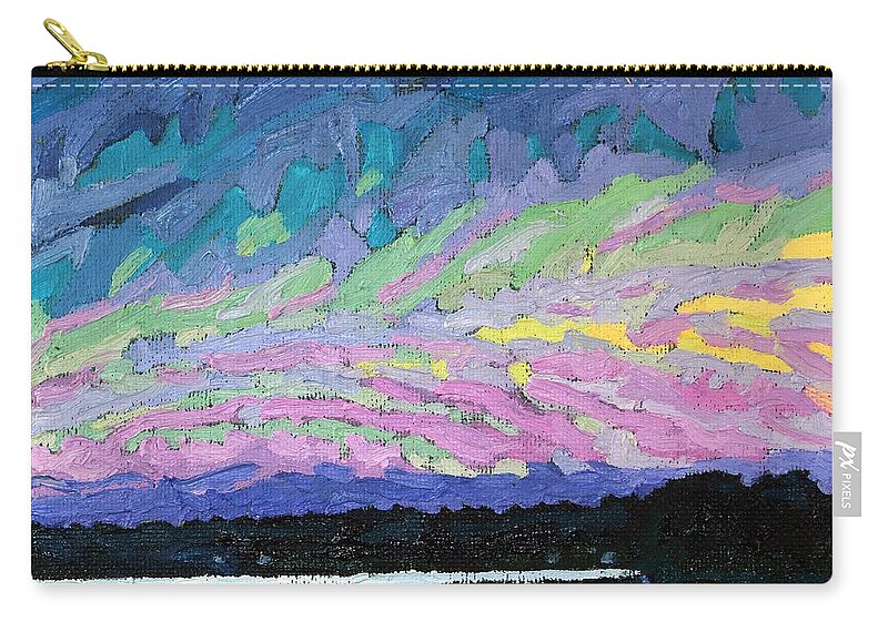 1774 Zip Pouch featuring the painting Singleton May Sunset by Phil Chadwick