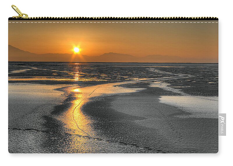Animal Tracks Zip Pouch featuring the photograph Sintered Ice by David Andersen