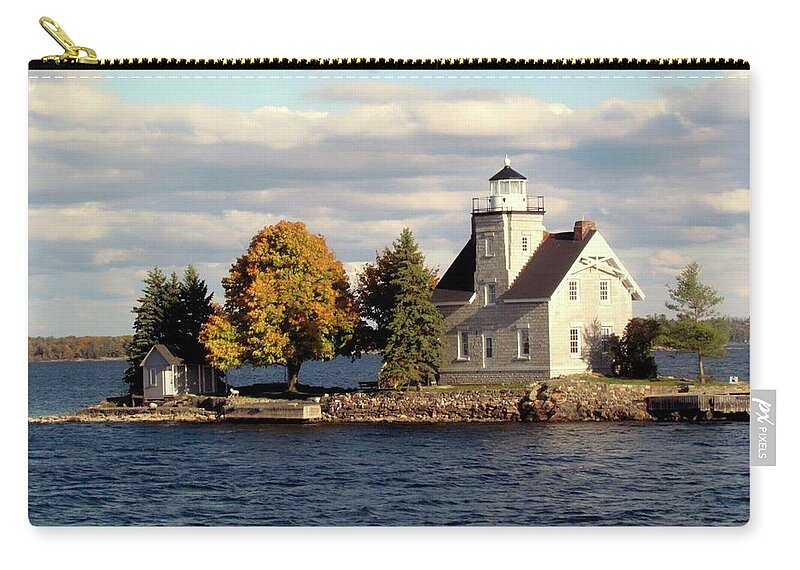 Sister Island Lighthouse Zip Pouch featuring the photograph Sister Island Lighthouse by Dennis McCarthy