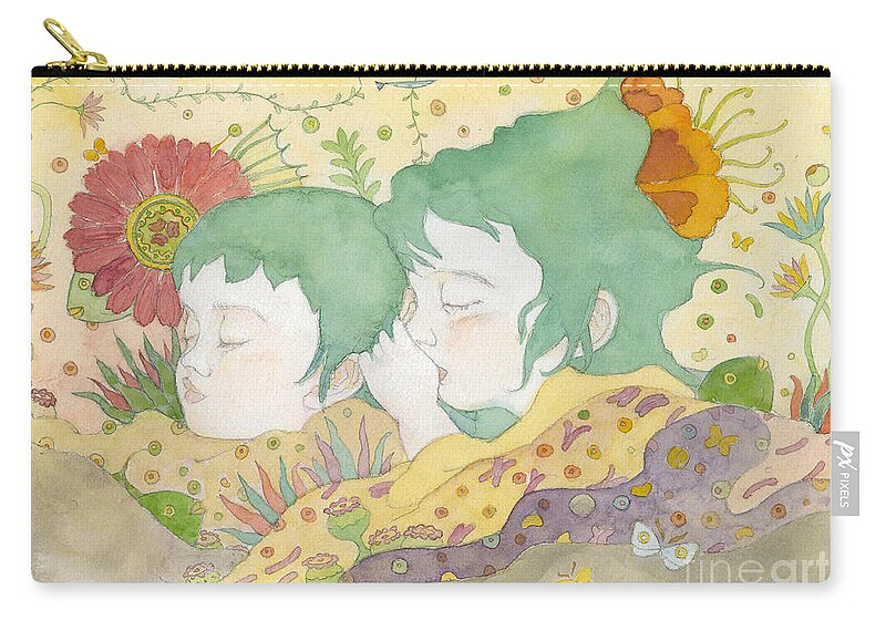 Children Zip Pouch featuring the painting Sisters by Fumiyo Yoshikawa