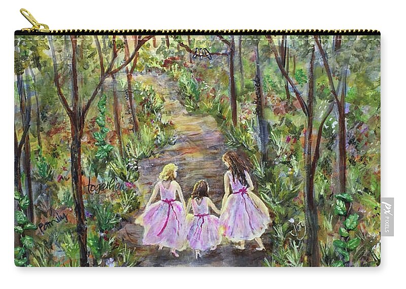Sisters Zip Pouch featuring the mixed media Sisters by Janis Lee Colon