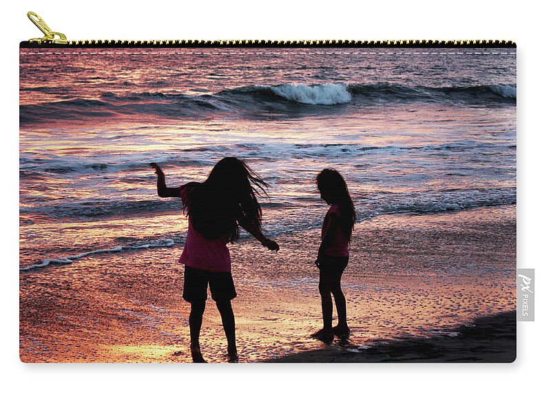 Beach Zip Pouch featuring the photograph Sisters on the Beach by Gravityx9 Designs