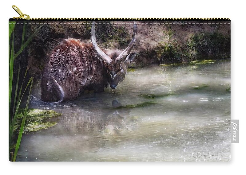 Sitatunga Zip Pouch featuring the digital art Sitatunga by Looking Glass Images