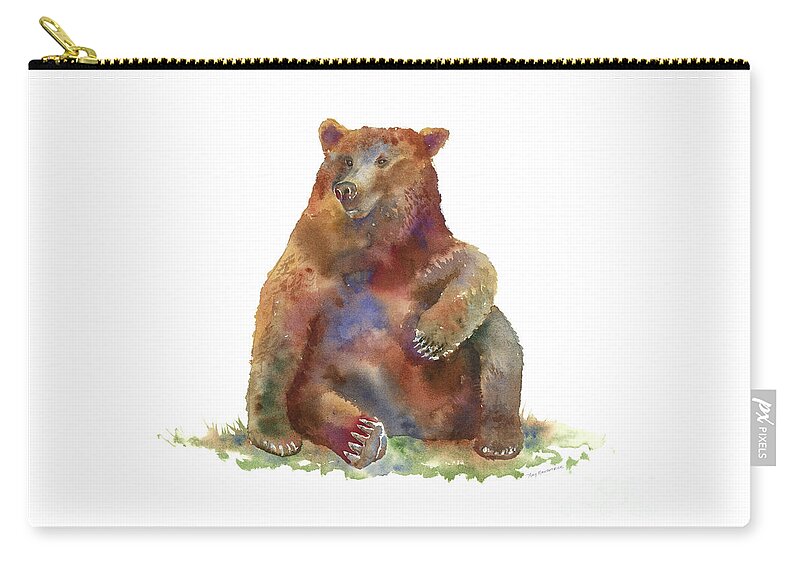 Watercolor Bear Carry-all Pouch featuring the painting Sitting Bear by Amy Kirkpatrick