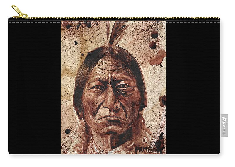 Ryan Almighty Carry-all Pouch featuring the painting SITTING BULL - dry blood by Ryan Almighty