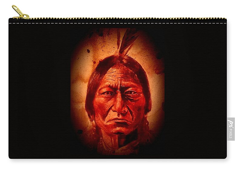 Ryan Almighty Carry-all Pouch featuring the painting SITTING BULL - wet blood by Ryan Almighty