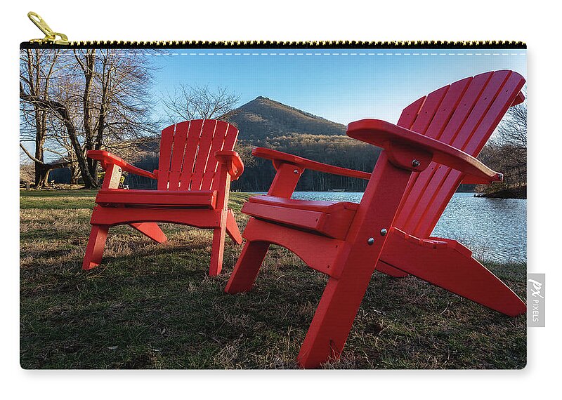  Zip Pouch featuring the photograph Sitting by the lake by Steve Hurt