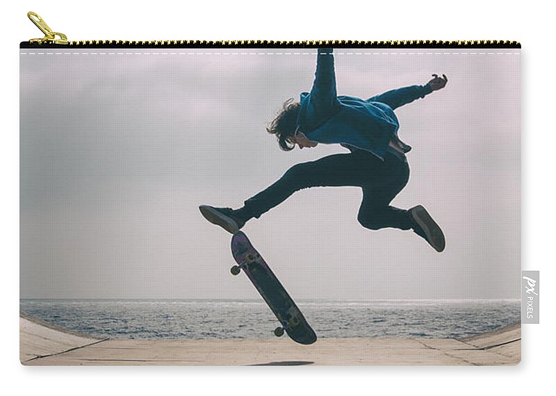 Skate Zip Pouch featuring the photograph Skater Boy 003 by Clayton Bastiani