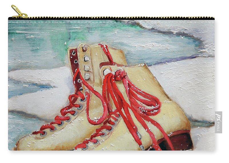Skates Zip Pouch featuring the painting Skating Dreams by Portraits By NC