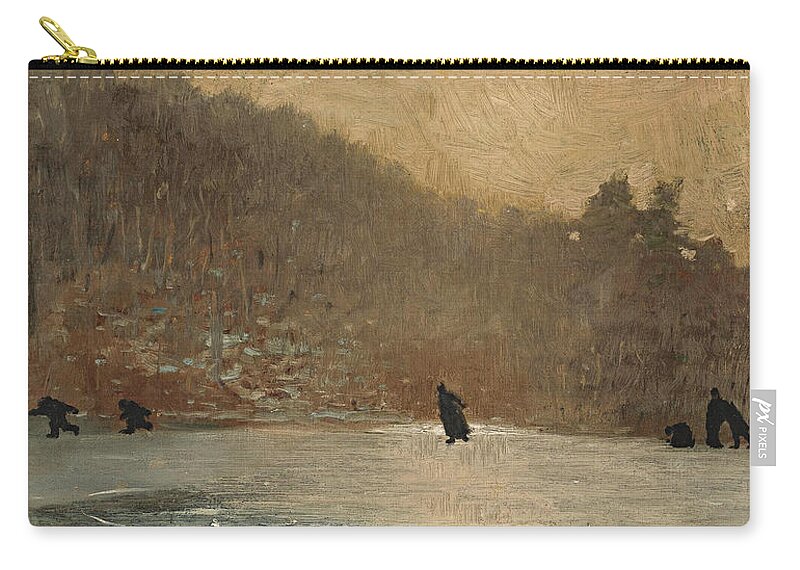 Winslow Homer Zip Pouch featuring the painting Skating Scene by Winslow Homer