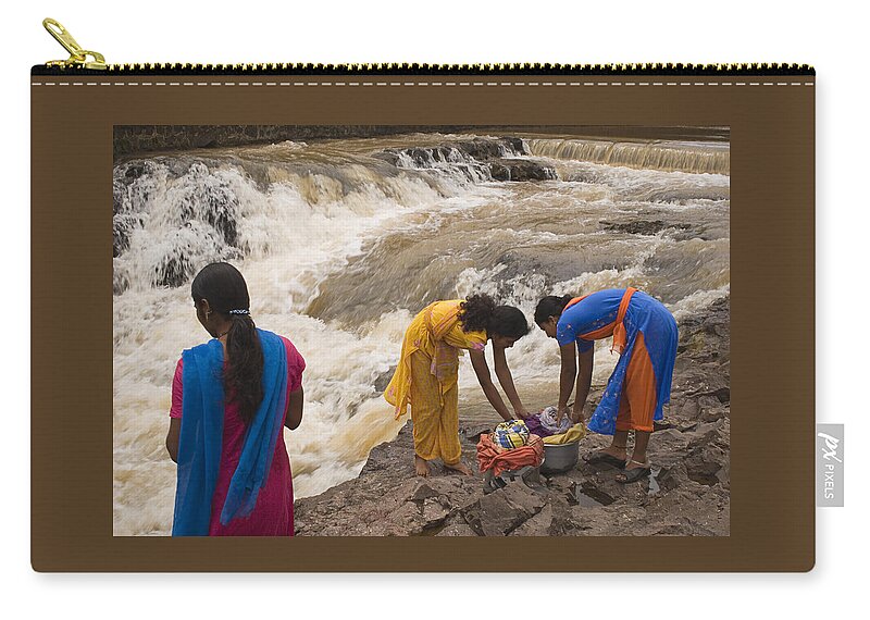 Collective Zip Pouch featuring the photograph SKC 2621 A Collective Task by Sunil Kapadia